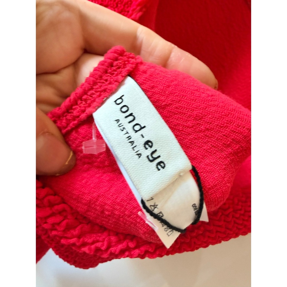 Bond-Eye Australia Red Crinkle One Piece Swimsuit NWT OS Fits XS-L - Picture 8 of 9